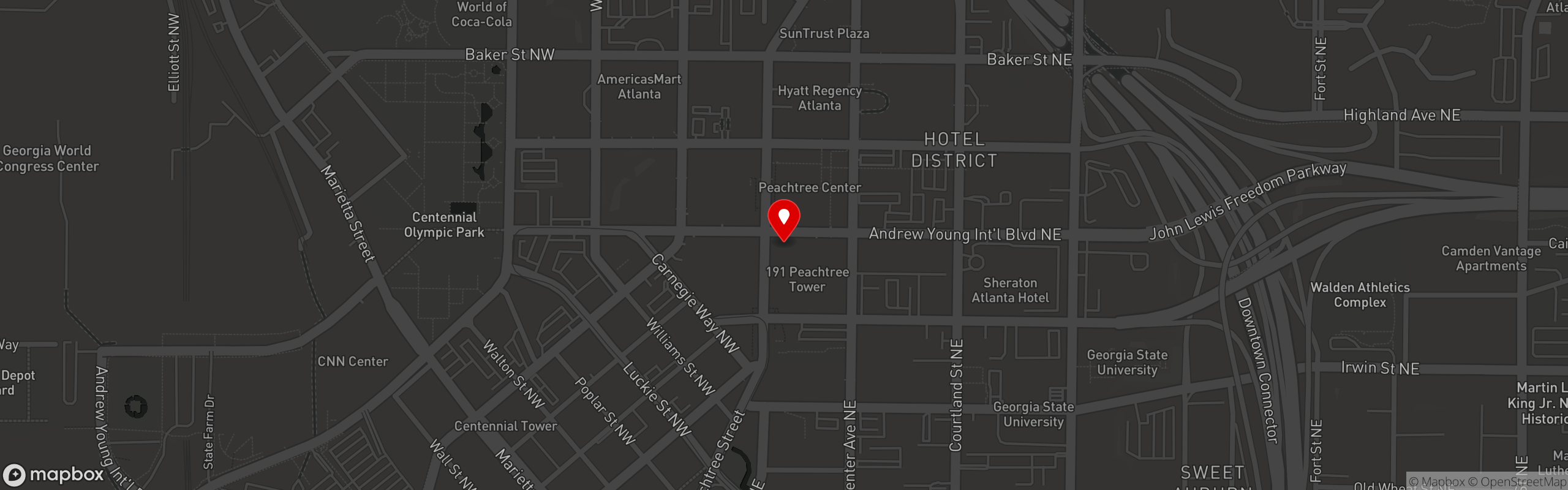 Street map pinning 207 Peachtree in 207 Peachtree