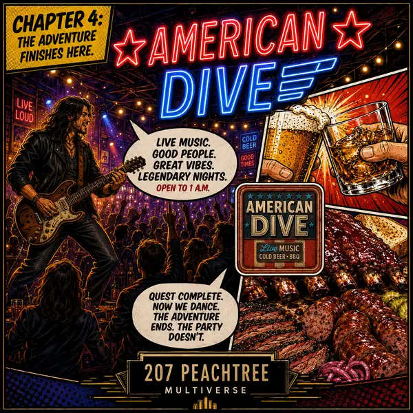 - American Dive - DragonCon 2026 - Live music - Food - Downtown Atlanta - Live music downtown Atlanta - DragonCon events and concert