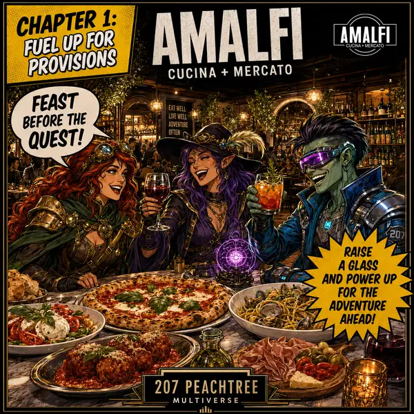 Amalfi Cucina + Mercato, Dragon Con 2027 Multiverse restaurant near downtown Atlanta. Dragon Con: where to eat?
